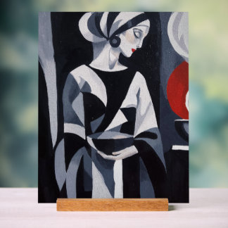 Monochrome Mystical Woman Portrait Acrylic Block S Sign