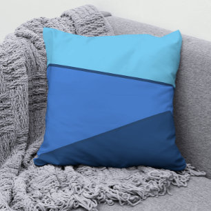 Monochrome Navy Blue Teal modern Color block Throw Pillow