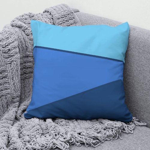 Monochrome Navy Blue Teal modern Color block Throw Pillow