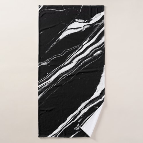 Monochrome Nero Marquina Stylish Black Marble Art Bath Towel