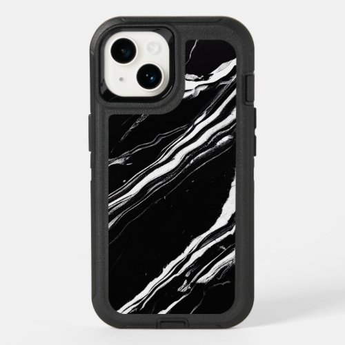 Monochrome Nero Marquina Stylish Black Marble Art OtterBox iPhone 14 Case