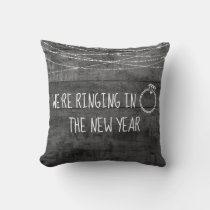 Monochrome New Year Engagement Ring Save the Date Throw Pillow