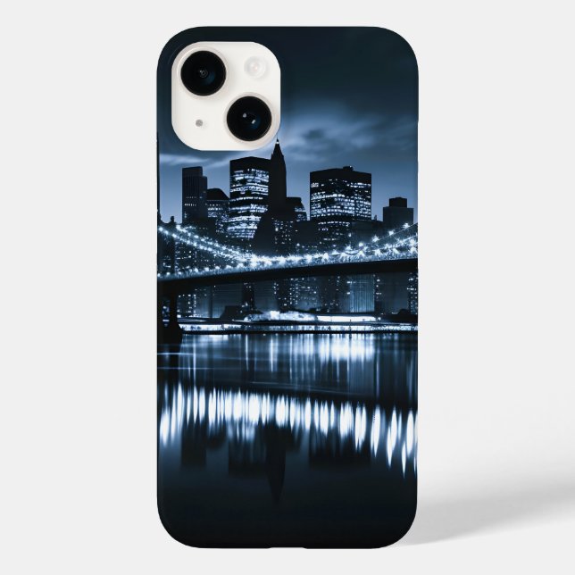 Monochrome New York Skyline Nightscape Case-Mate iPhone Case (Back)