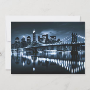 Monochrome New York Skyline Nightscape Holiday Card