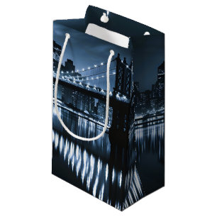 Monochrome New York Skyline Nightscape Small Gift Bag