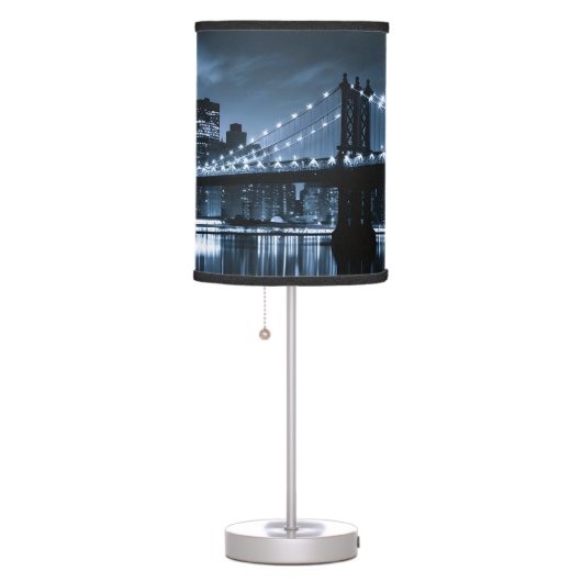 Monochrome New York Skyline Nightscape Table Lamp (Right)