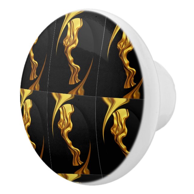 Monochrome Opulent Swirl Designer Christi Furnitur Ceramic Knob (Right)