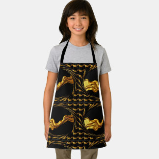 Monochrome Opulent Swirl Designer Kid Cooking Wear Apron