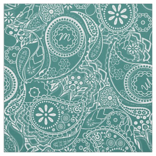 Monochrome Paisley Monogram Green MPMA Fabric