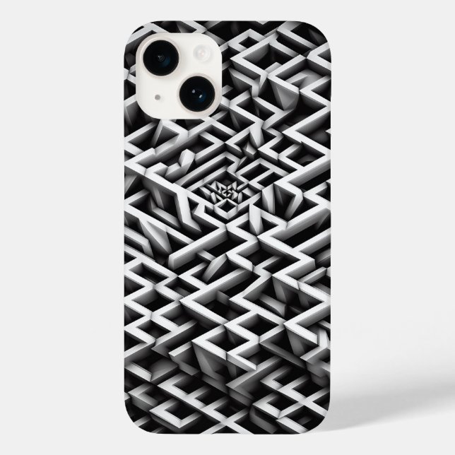 Monochrome Paradox Maze Phone Case - 3D black (Back)