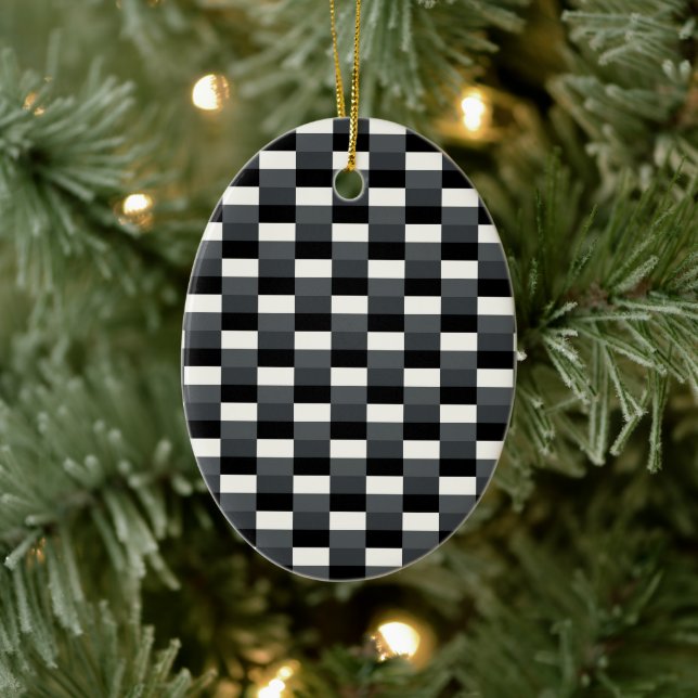 Monochrome Pattern of Gray, Grey, Black and White Ceramic Ornament (Tree)