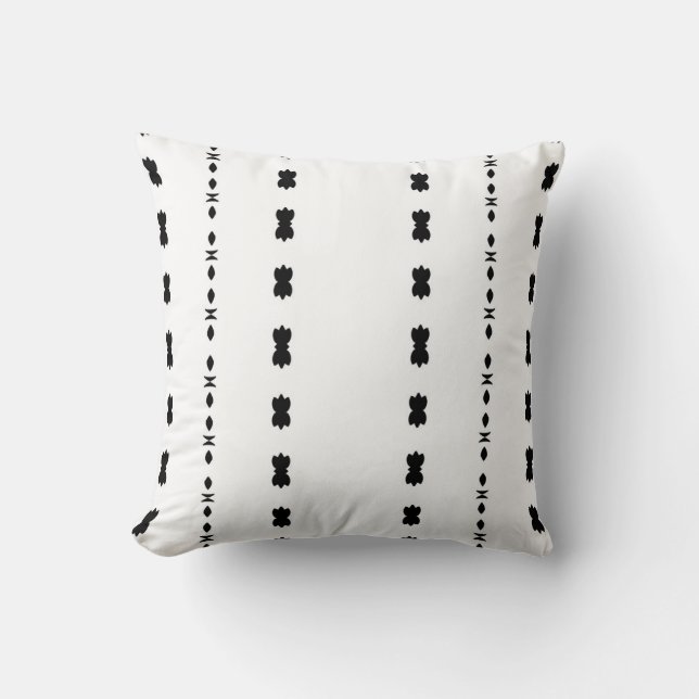 Monochrome Petals Throw Pillow (Front)