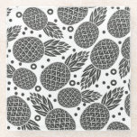 Monochrome Pineapples 2 Glass Coaster