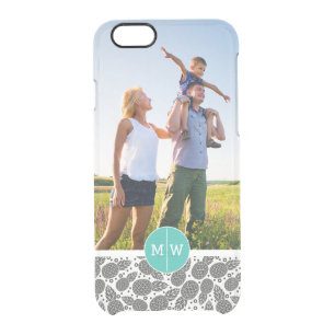 Monochrome Pineapples   Add Your Photo & Monogram Clear iPhone 6/6S Case