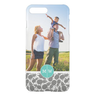 Monochrome Pineapples Add Your Photo & Monogram iPhone 8 Plus/7 Plus Case