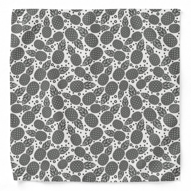 Monochrome Pineapples Bandana (Front)