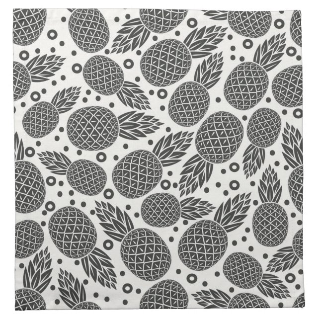 Monochrome Pineapples Cloth Napkin (Front)