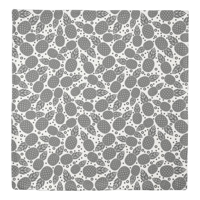 Monochrome Pineapples Duvet Cover (Front)