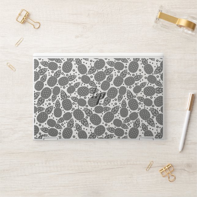 Monochrome Pineapples HP Laptop Skin (Desk)