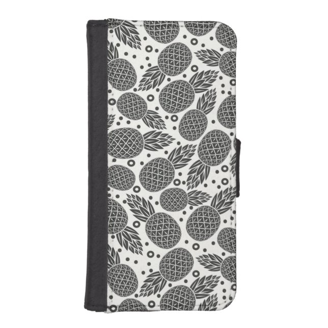 Monochrome Pineapples iPhone Wallet Case (Front)