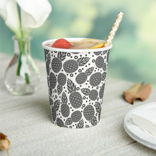 Monochrome Pineapples Paper Cups