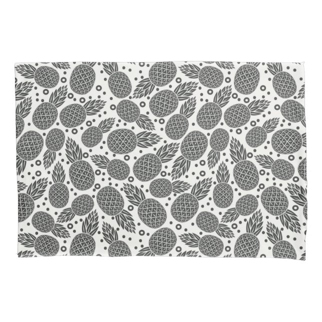 Monochrome Pineapples Pillow Case (Front-Left)