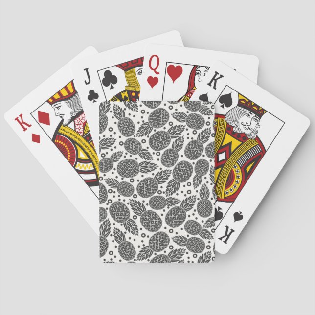 Monochrome Pineapples Poker Cards (Back)