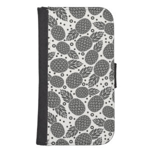 Monochrome Pineapples Wallet Phone Case For Samsung Galaxy S4
