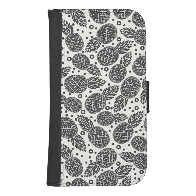 Monochrome Pineapples Samsung Galaxy Wallet Case (Front)