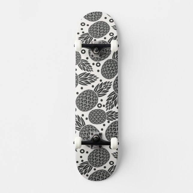 Monochrome Pineapples Skateboard Deck (Front)