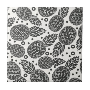 Monochrome Pineapples Tile