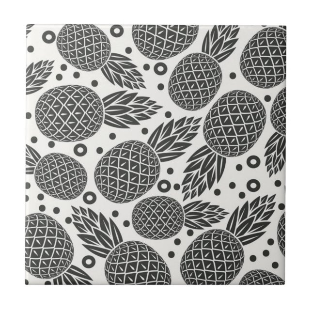 Monochrome Pineapples Tile (Front)