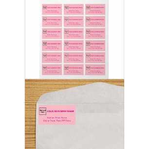 Monochrome Pink Business Address Labels
