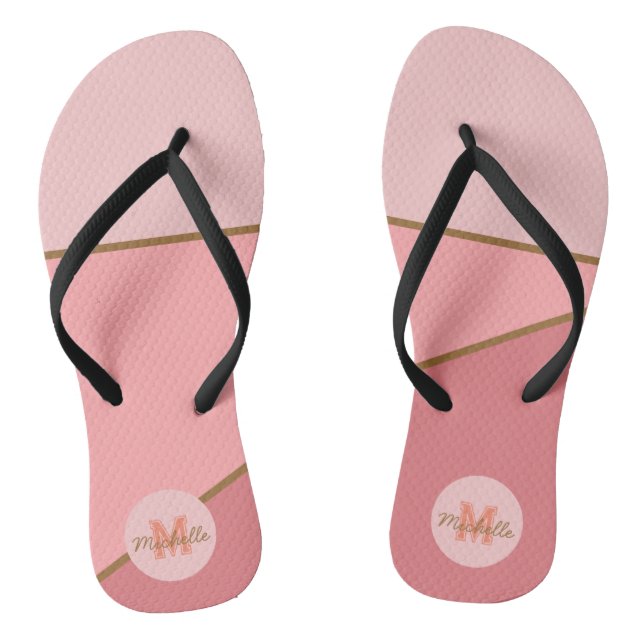 Monochrome pink gradient colourblock monogramed flip flops (Footbed)