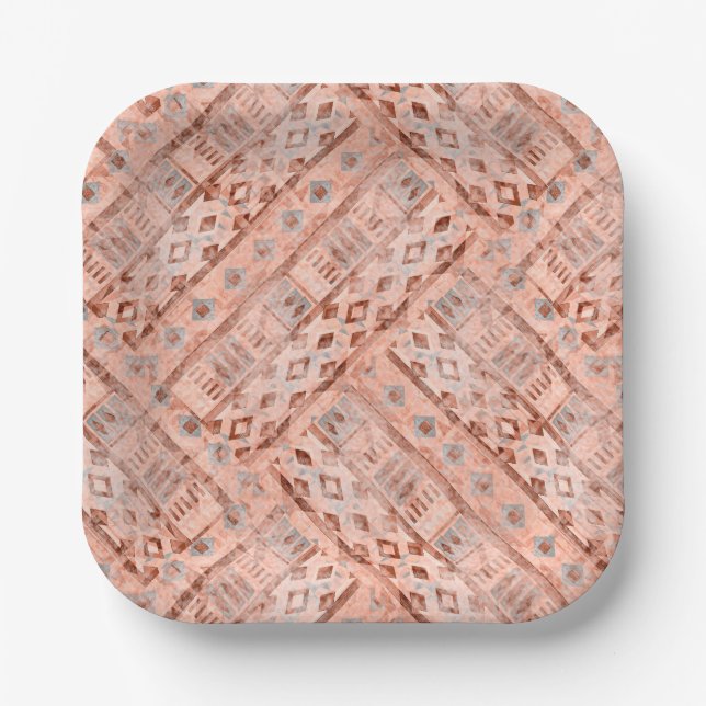 Monochrome pixie ethnic paper plates (Front)