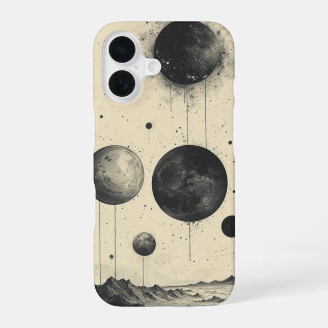 Monochrome Planetarium Iphone Case (Back)