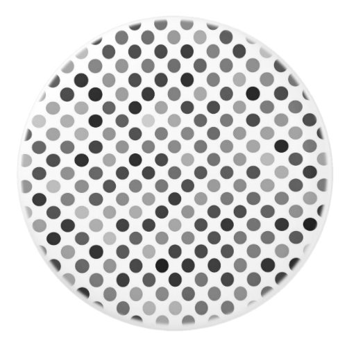 Monochrome Polka Dot Pattern Black  White Dots Ceramic Knob