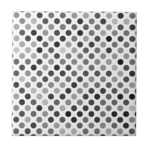 Monochrome Polka Dot Pattern (Black & White Dots) Ceramic Tile