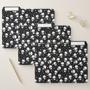 Monochrome Polka Dot Skull File Folder