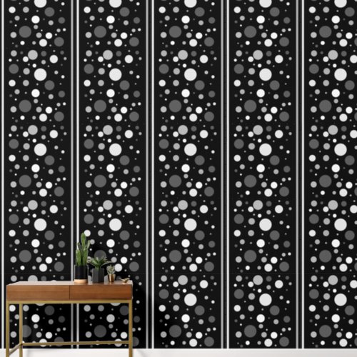 Monochrome Polka Dots and Stripes Wallpaper