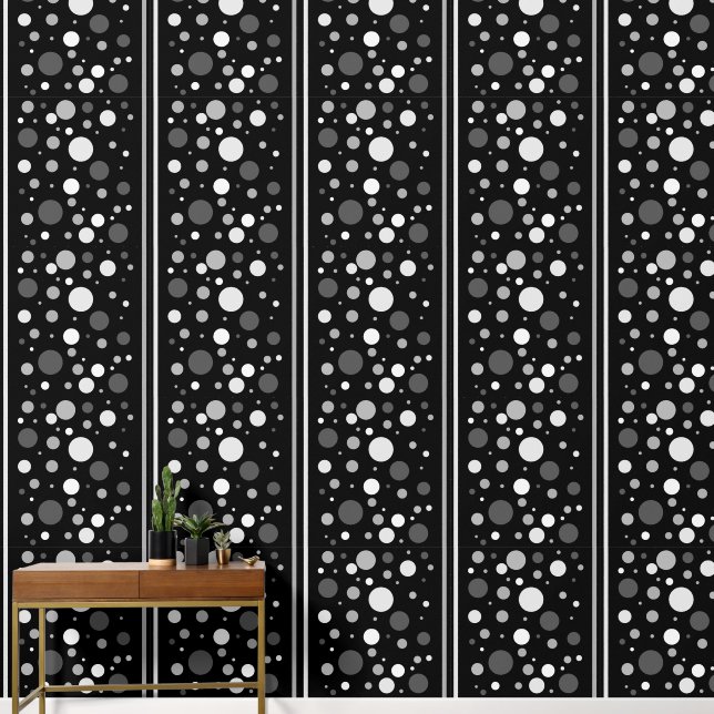 Monochrome Polka Dots and Stripes Wallpaper (Hallway)