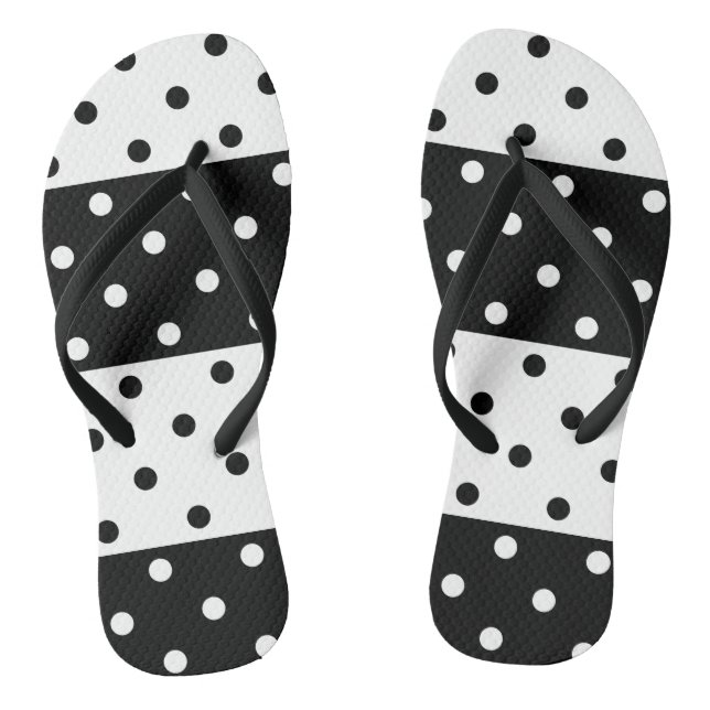 Monochrome Polka Dots Flip Flops (Footbed)