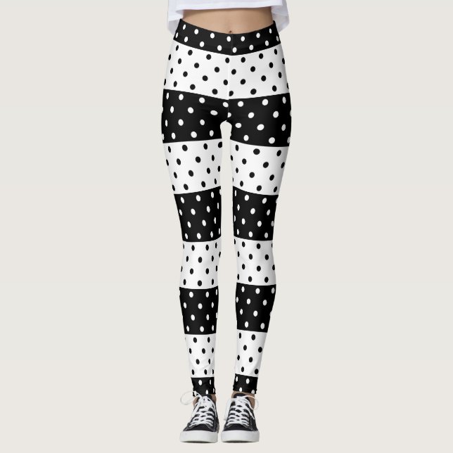 Monochrome Polka Dots Leggings (Front)