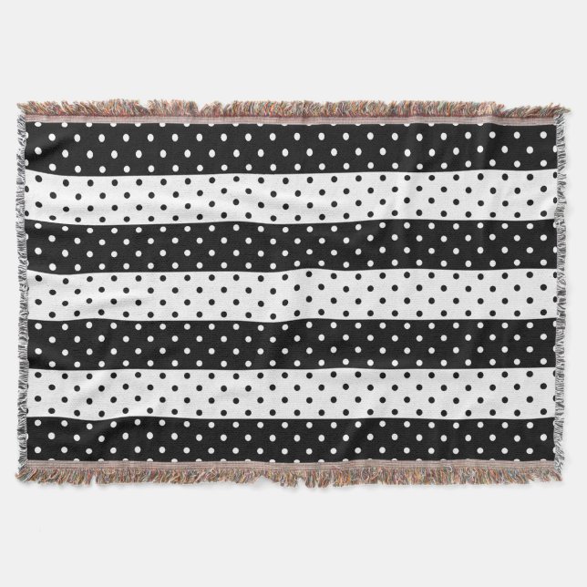 Monochrome Polka Dots Throw Blanket (Front)