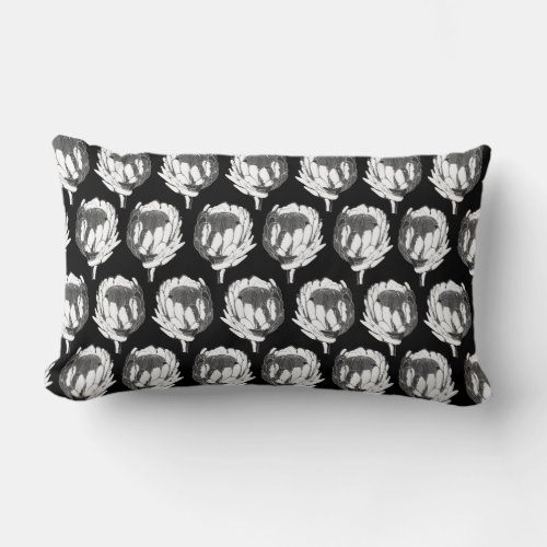 Monochrome Protea black  white Lumber pillow