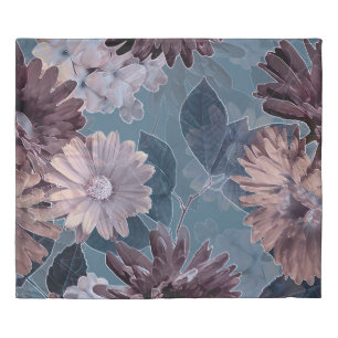 Monochrome Purple: Floral Watercolor Seamless Duvet Cover