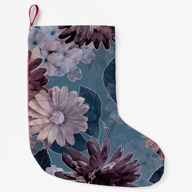 Monochrome Purple: Floral Watercolor Seamless Small Christmas Stocking (Front)