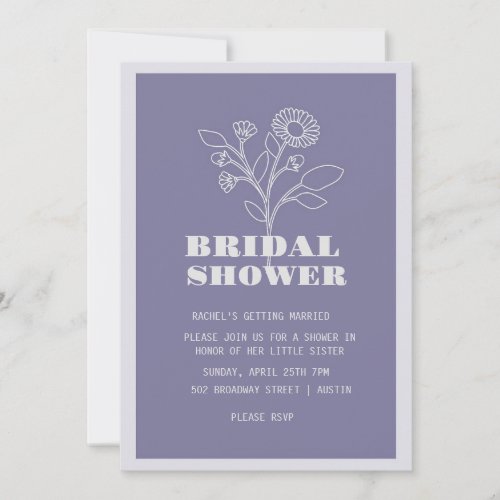  Monochrome Purple_Themed Bridal Shower Invitation