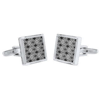 Monochrome Quatrefoil Pattern Cufflinks