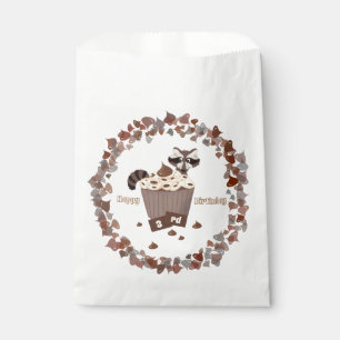 Monochrome Raccoon Chocolate Chip Birthday Favor Bag